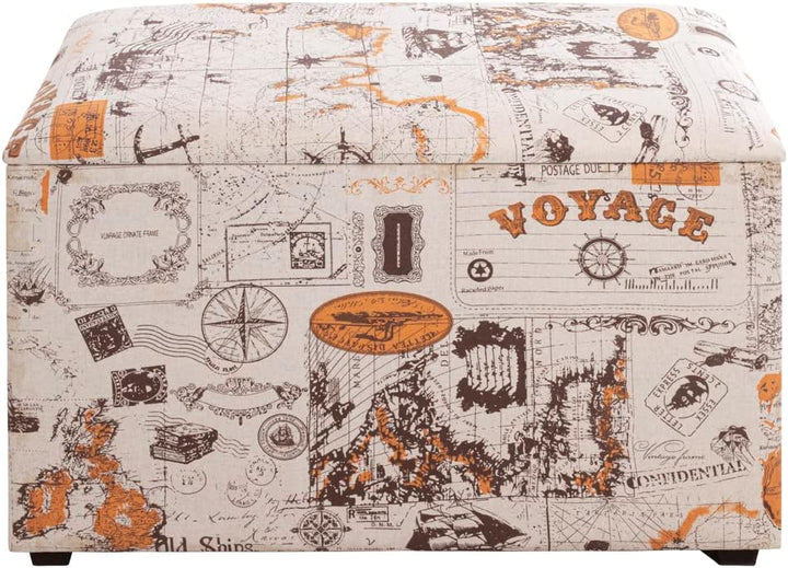HAKU Möbel Sitztruhe, MDF, Motiv, B 65 x T 40 x H 42 cm Voyage 65 x 40 x H 42 cm Motiv, Voyage 65 x