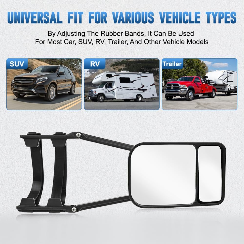 Riloer Auto-Abschleppspiegel – Wohnwagen-Aussenspiegel Anhänger-Verlängerung Doppelarm-Glas-Abschlep