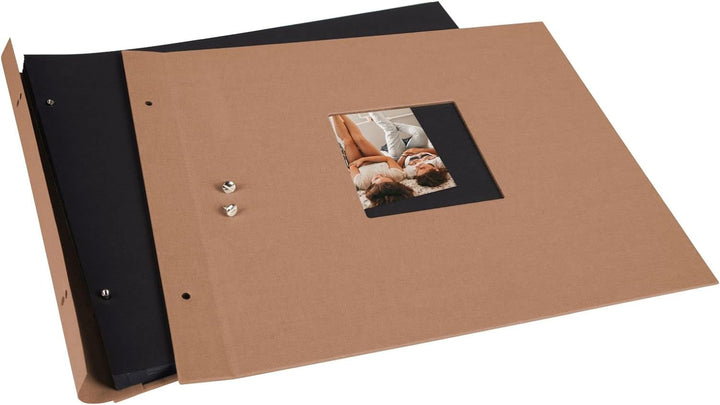 goldbuch 28 519 Schraubalbum Bella Vista Haselnuss, Fotobuch 39 x 31 x 2,5 cm, Foto Album 40 schwarz