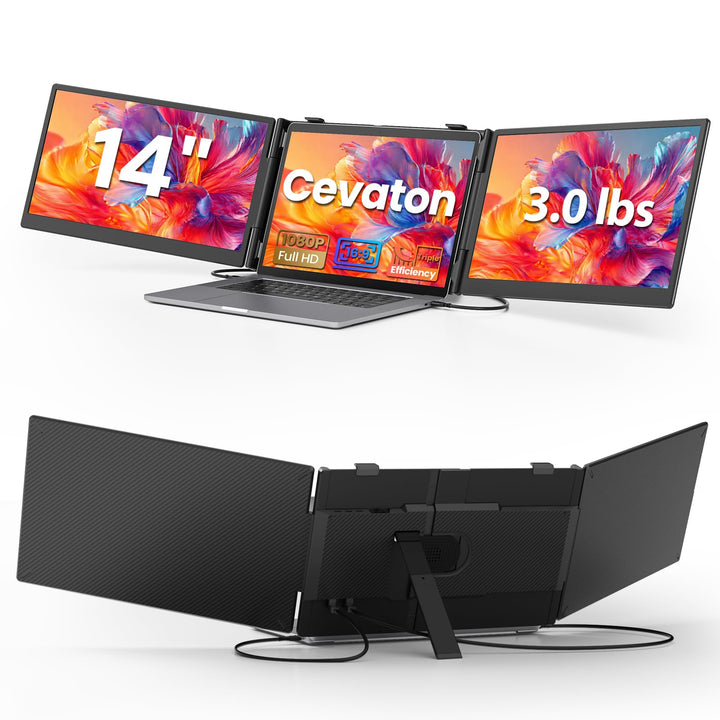 14” Laptop Bildschirm Erweiterung, 3.0 lbs leichter tragbarer Monitor für Laptop, 1080P FHD IPS-Disp
