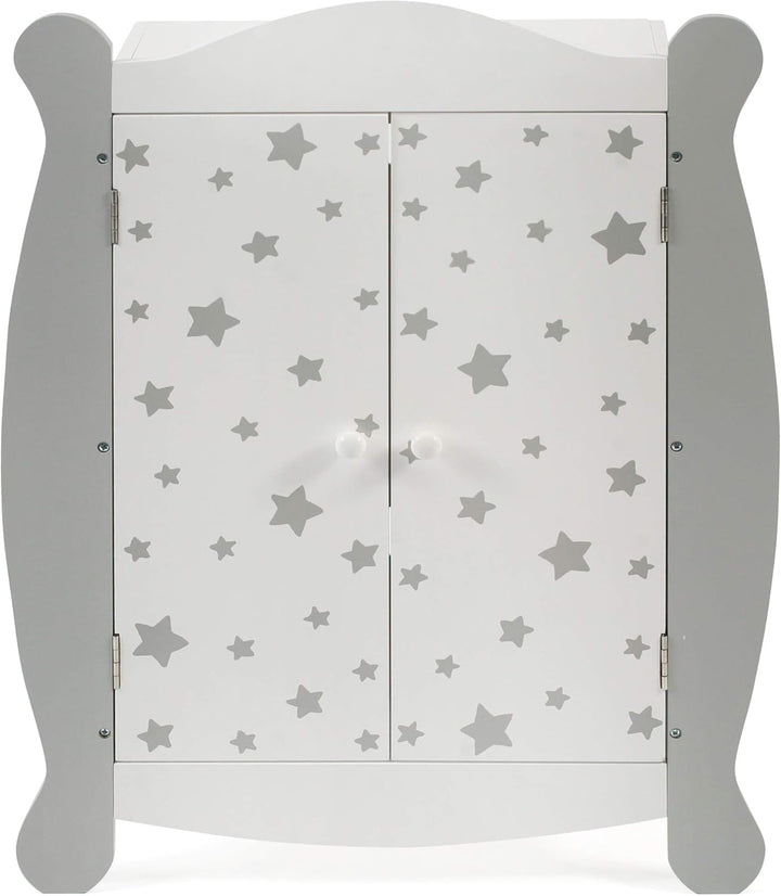Bayer Chic 2000 - Puppenkleiderschrank mit Kleiderstange und Kleiderbügel, Puppenschrank, Puppenmöbe