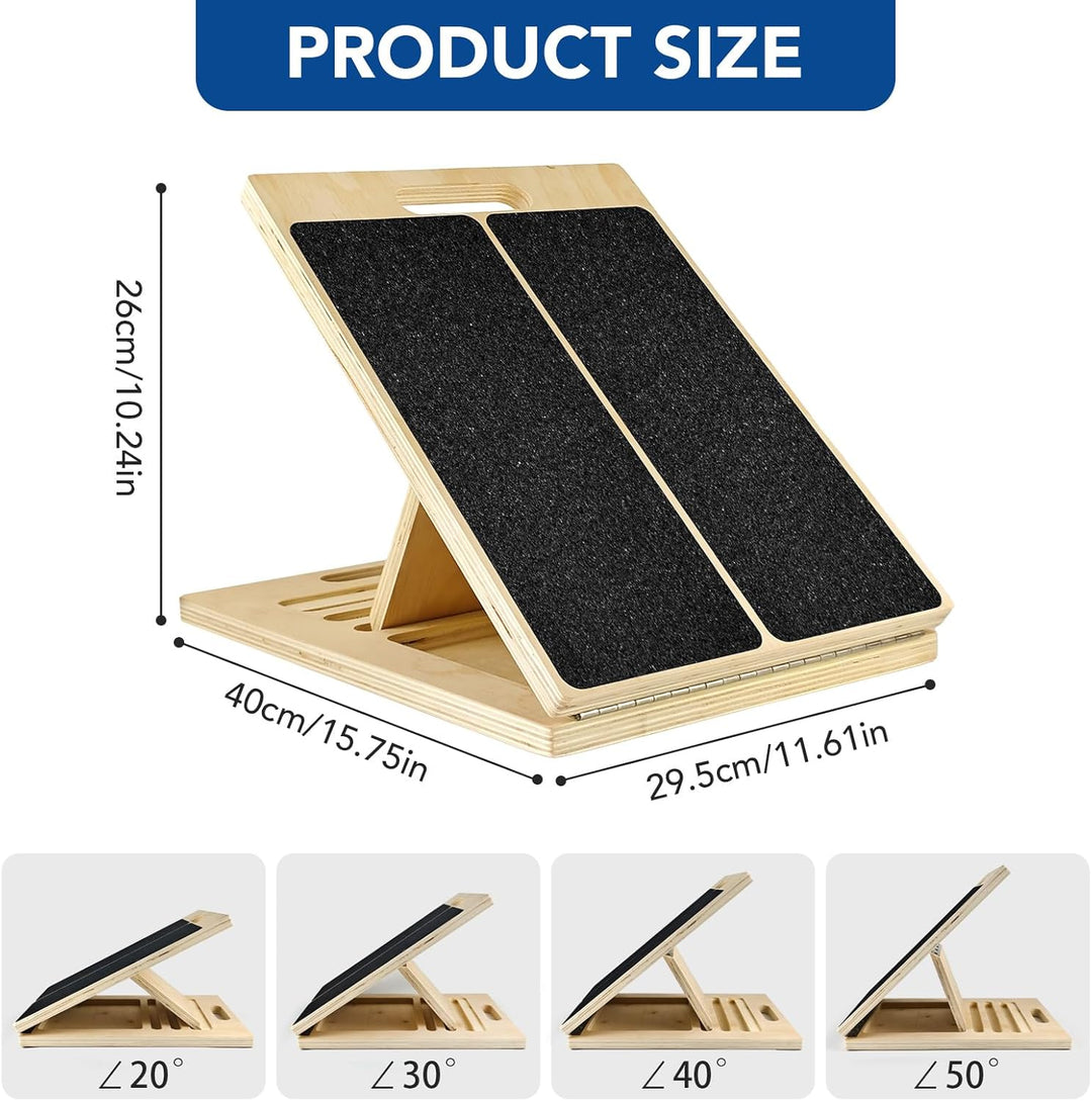 Professionelles Schrägbrett aus Holz, Tragbares Wadendehner Verstellbarer Mobility Board mit Tragegr