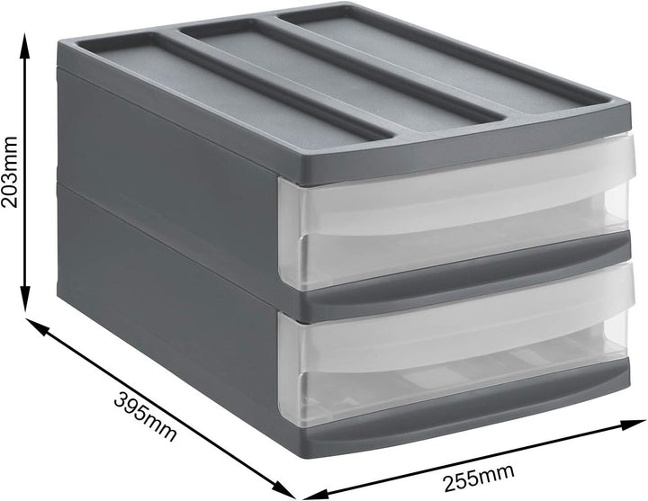 Schubladenbox mit 2 Schüben Anthrazit/Transparent M Duo, Anthrazit/Transparent M Duo
