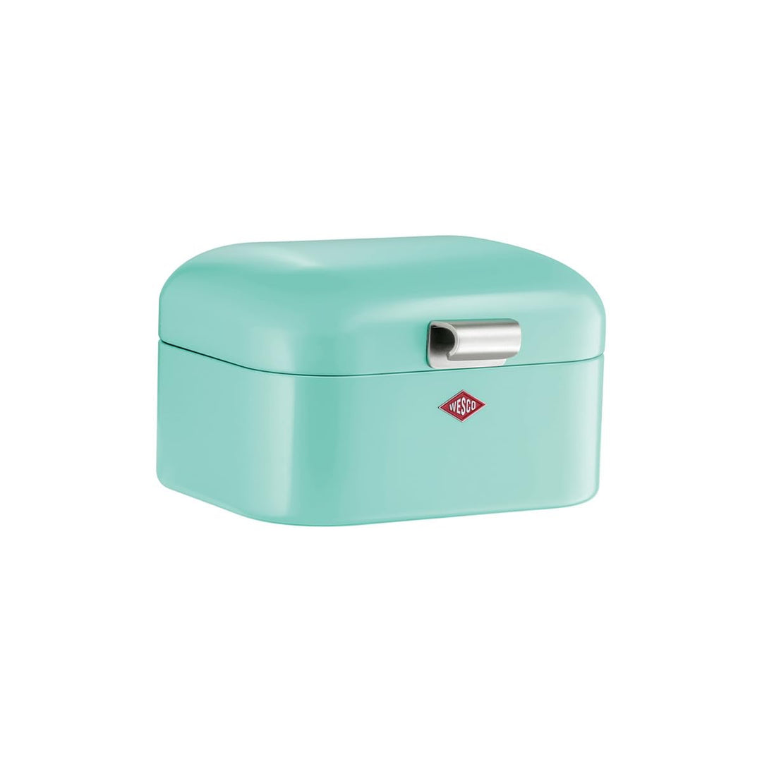 Wesco Mini Grandy Brotkasten in der Farbe mint grün, pulverbeschichtetes Stahlblech, Lüftungslöcher