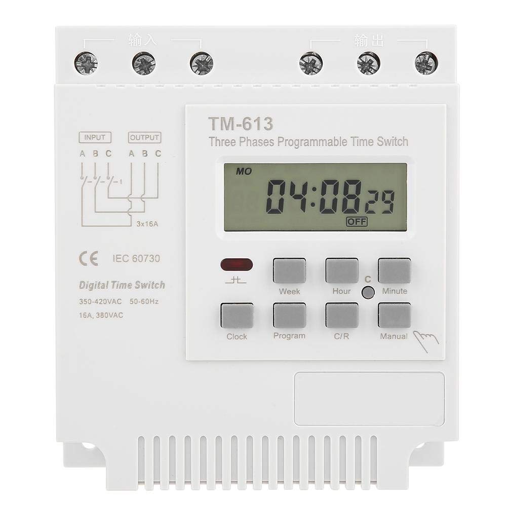 Keenso Hutschiene Zeitschaltuhr, TM-163 Dreiphasen Relais mit 380 V-Smart-Digital-Zeitschaltuhr Prog