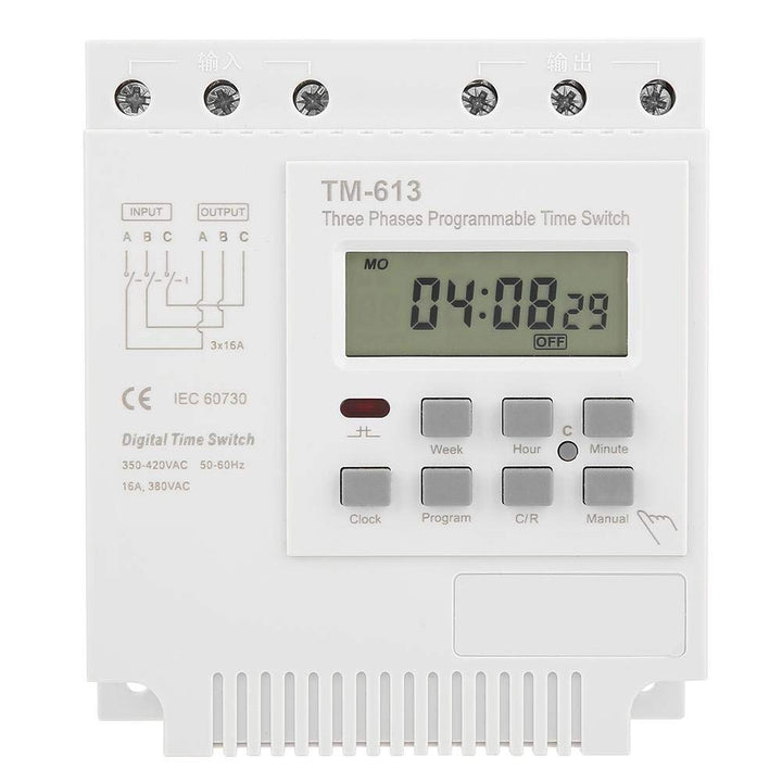 Keenso Hutschiene Zeitschaltuhr, TM-163 Dreiphasen Relais mit 380 V-Smart-Digital-Zeitschaltuhr Prog