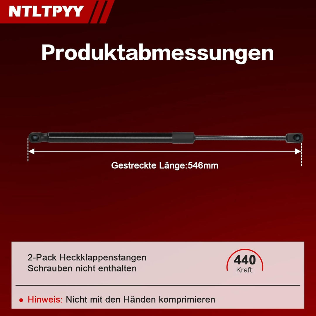 2pcs Gasdruckfeder kompatibel mit Citroen C3 Picasso 2008-2015, Exakte 440N Heckklappendämpfer für s