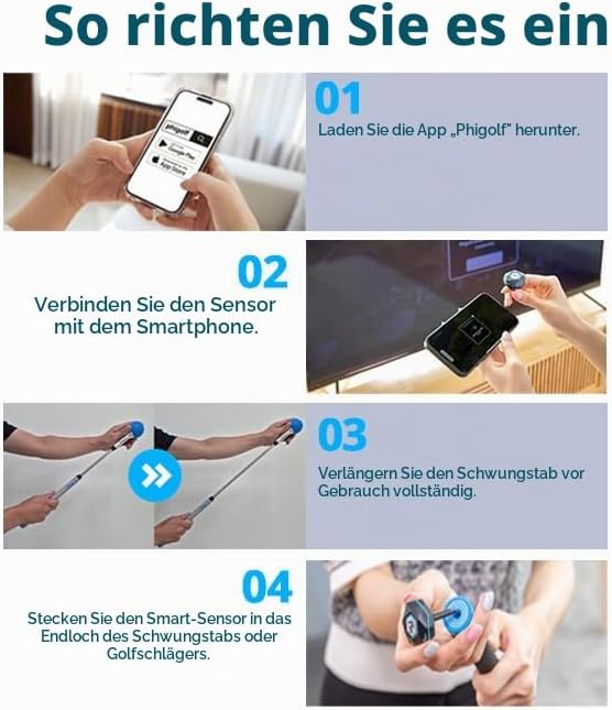 PHIGOLF Phigolf2 Flex Golf-Simulator mit einziehbarem Schwungstab für den Innen- und Aussenbereich,
