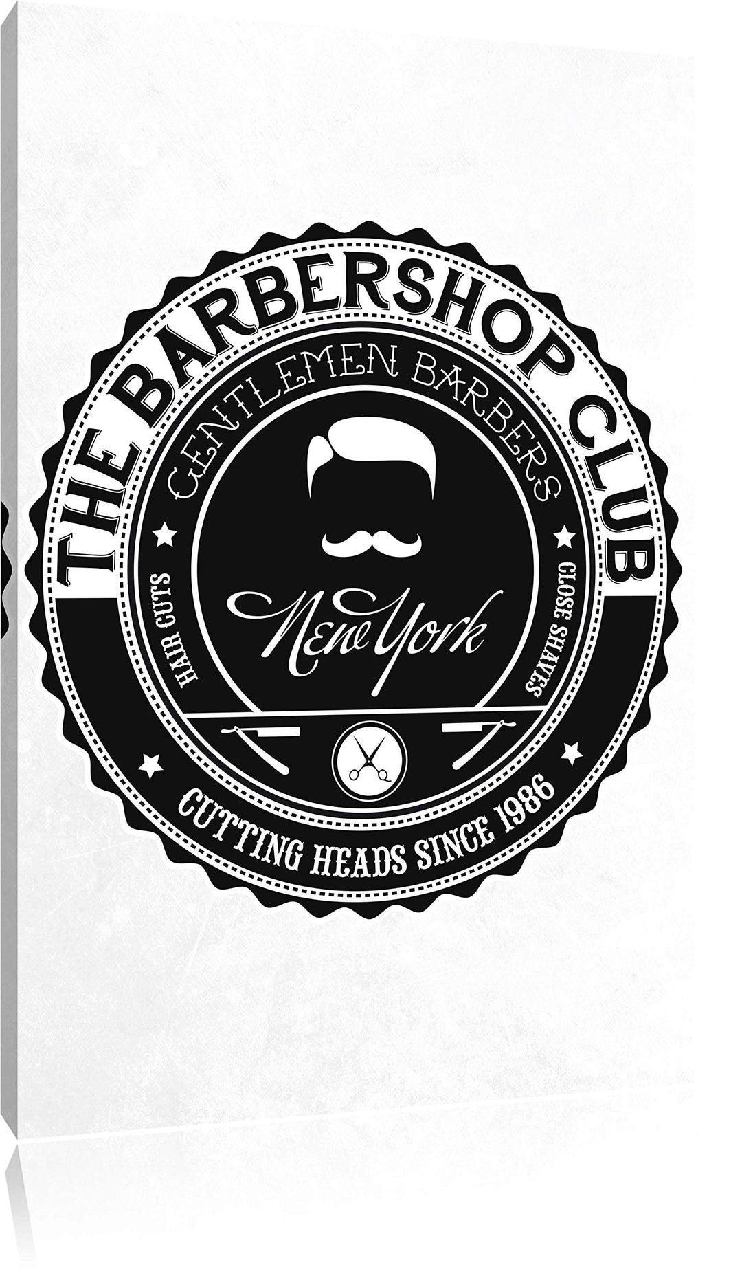 the Barber-Shop-Club white Leinwandbild Bild auf Leinwand, XXL riesige Bilder fertig gerahmt mit Kei