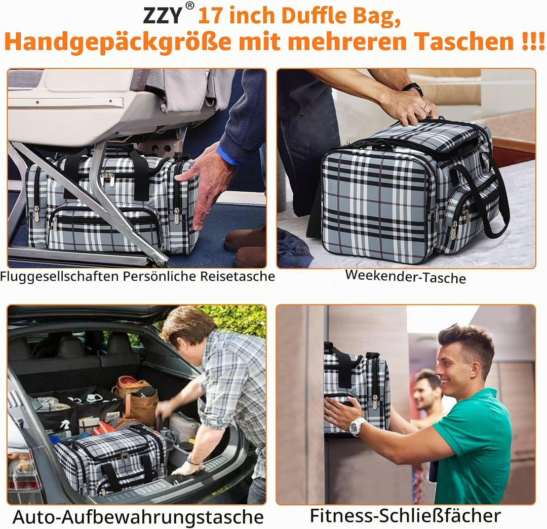 ZZY Sporttasche klein, 25L Gym Tasche, Fitness Tasche Trainingstasche für Weekender Reisetasche (Gra