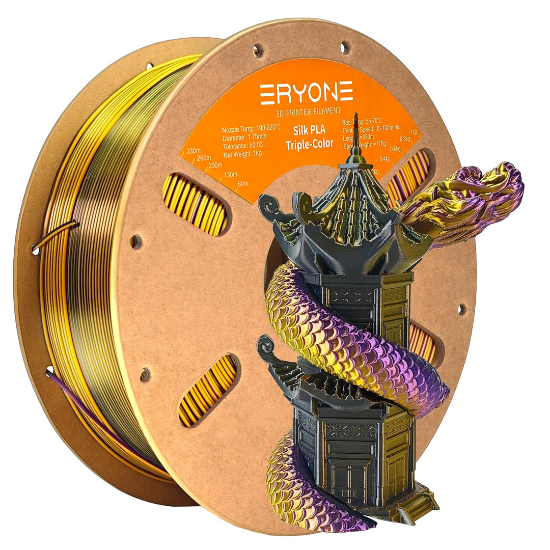 ERYONE Dreifarbiges Seiden PLA Filament 1.75mm,Seidiges Mehrfarbiges PLA-Filament für 3D-Drucker +/-