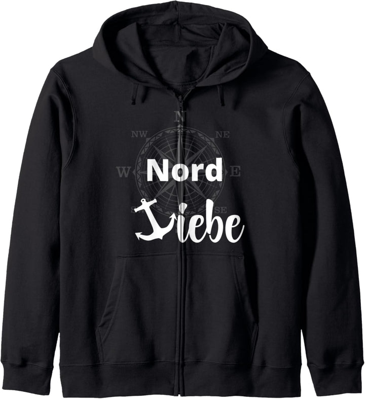 Ich Liebe den Norden lustiger Spruch mit Anker Shirt Nordsee Kapuzenjacke