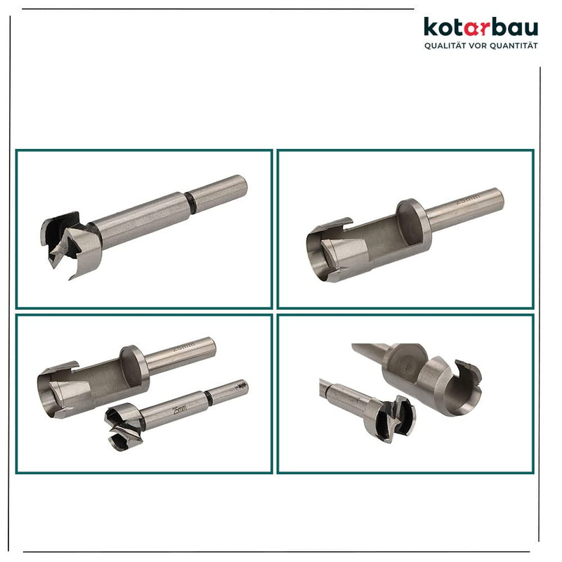 KOTARBAU® Fräser & Bohrer Satz 25 mm Holzbohrer Forstnerbohrer Zapfenbohrer Stopfenbohrer Bohrer Ast