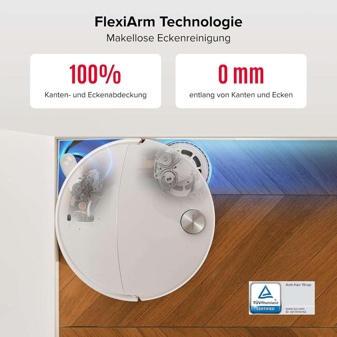 roborock Qrevo Curv 2 Pro Saugroboter mit Wischfunktion&Hebarem Wischmopp, 25.000 Pa HyperForce Saug