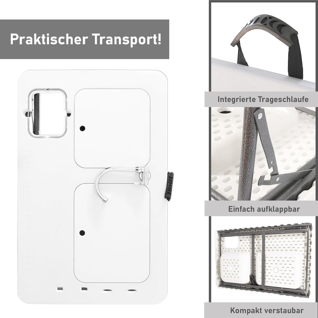 Lemodo klappbarer Filetiertisch | tragbare Camping Spüle | Outdoor Waschbecken mit 2 Spülbecken | Mo