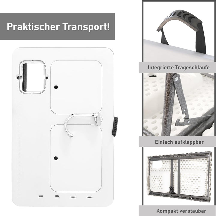 Lemodo klappbarer Filetiertisch | tragbare Camping Spüle | Outdoor Waschbecken mit 2 Spülbecken | Mo