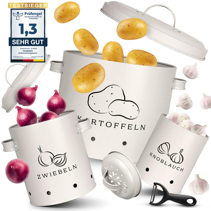 TWOBERRY Aufbewahrungsbox [3er Set] inkl. Sparschäler- längere Haltbarkeit durch 360° Luftzirkulatio