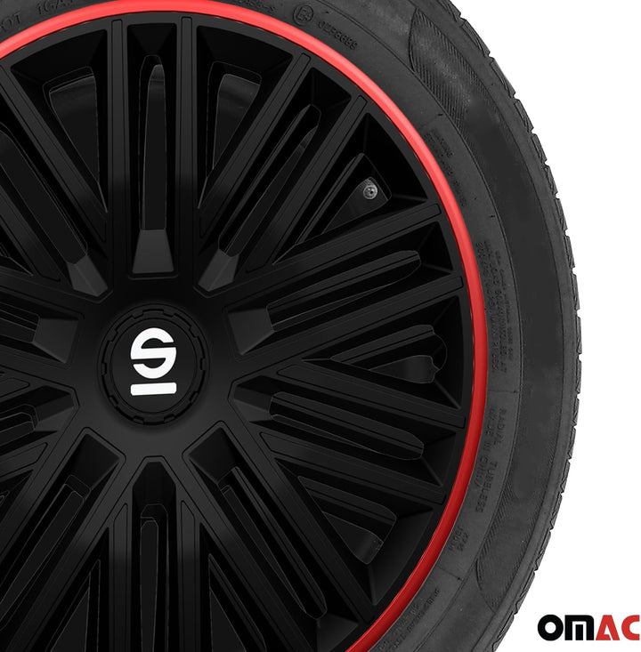 Sparco Radzierblenden Bergamo - 14-Zoll - Schwarz/Rot - Satz mit 4 Stück