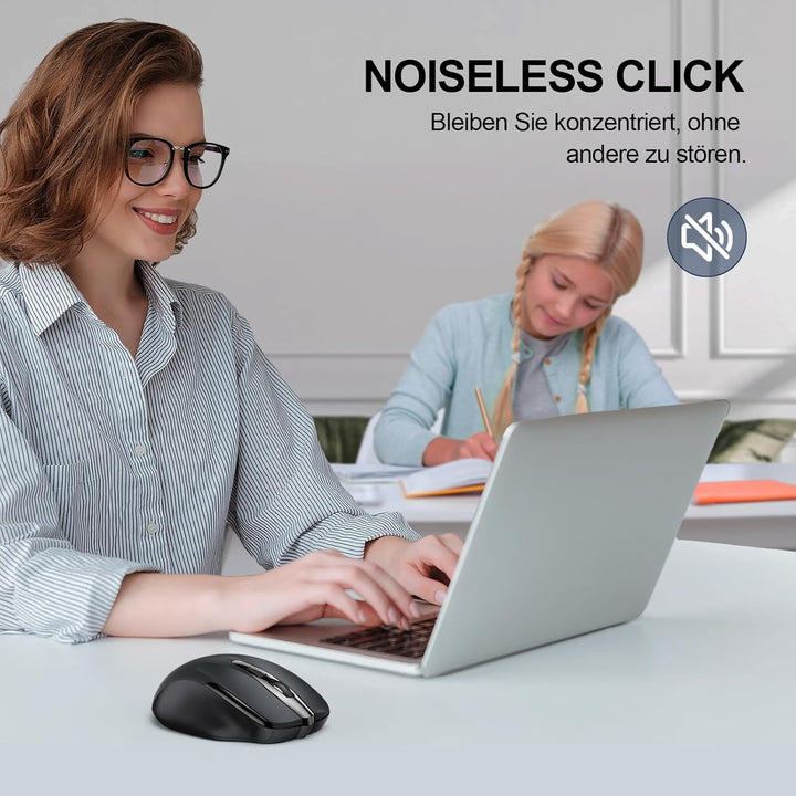 TECKNET Bluetooth Maus, 4800 DPI Kabellos Ergonomische Maus (Tri-Modi: BT 5.0/3.0+2.4G), 30 Monate B