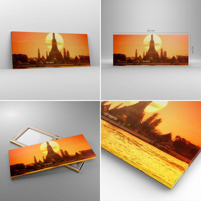 Wandbilder Dekoration Wohnzimmer Tempel Asien Panorama Bilder auf Leinwand 120x50cm Leinwandbild mit