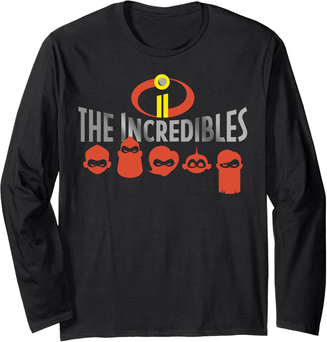 Disney Pixar Incredibles 2 Family Masks Titel Logo Langarmshirt