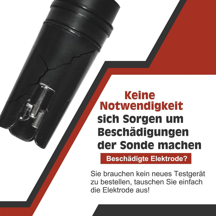 Ersatzelektroden-Set, Schwarze pH-Sonde für 4-in-1- und 5-in-1-pH-Meter, mit Kalibrierflüssigkeit 14