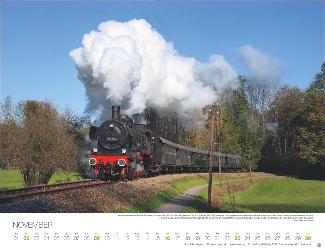Feurige Dampfloks Posterkalender 2025: Besonderer Wandkalender mit 12 traumhaften Fotos von kraftvol