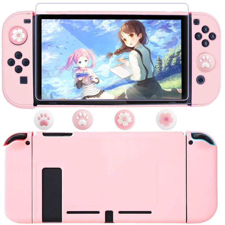 OLDZHU Rosa Reisezubehör Set Kompatibel mit Nintendo Switch,10 in 1 mit Rosa Tragetasche für die Swi