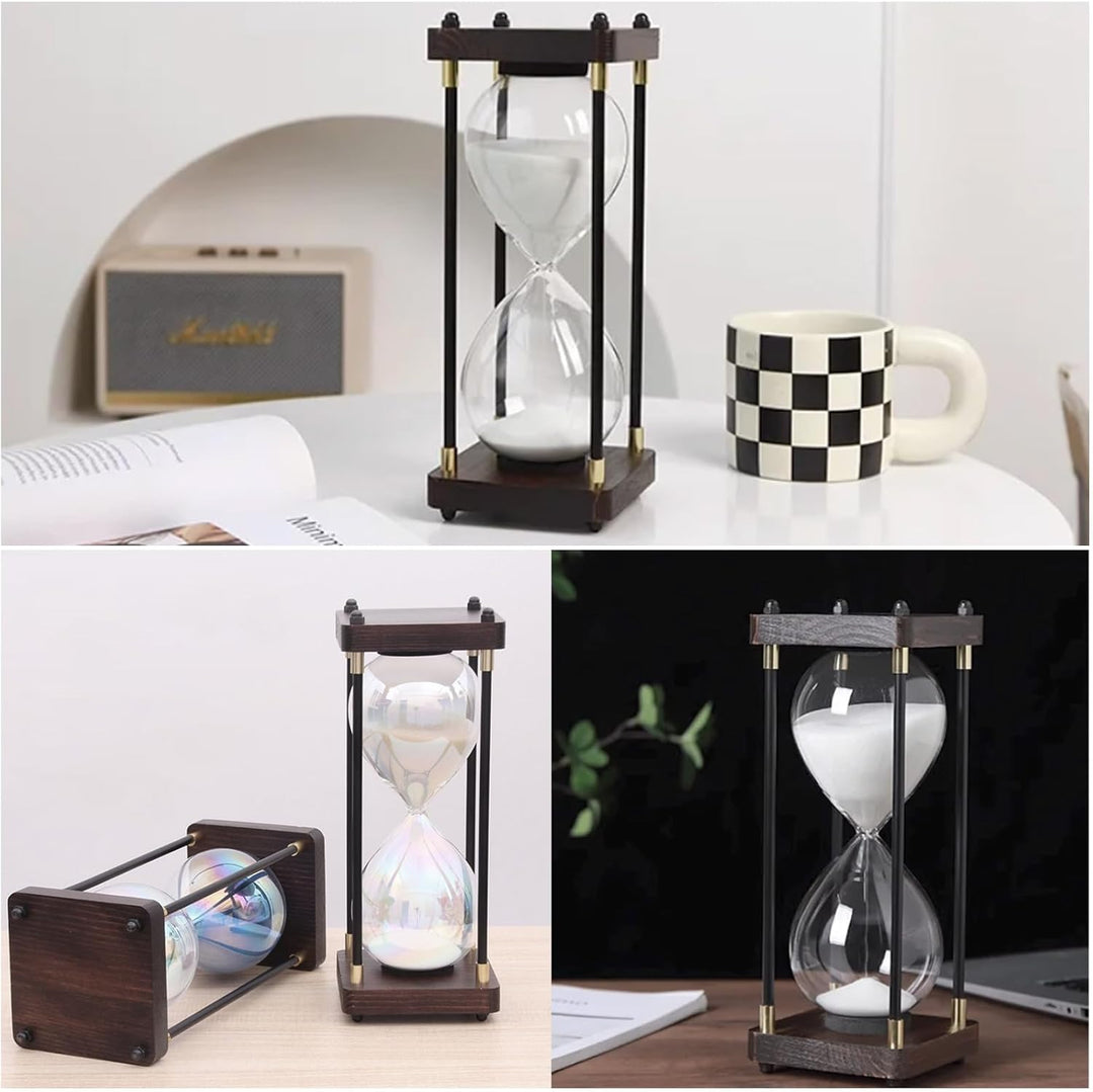 Grosse Sanduhr 60 Minuten, Sanduhr aus Holz, Regenbogen Glas Deko Sanduhren, Geschenk Sanduhr, für H