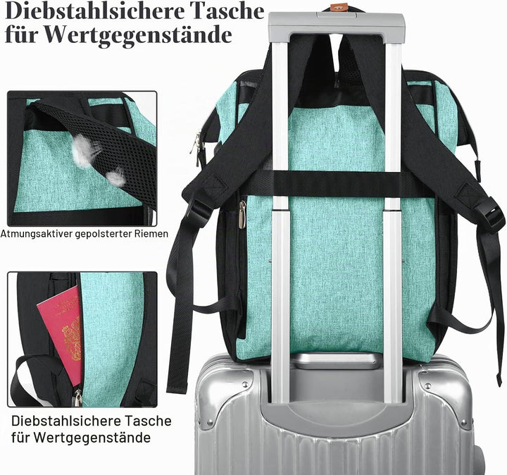 Rucksack Damen, Schulrucksack Mädchen, 15,6 Zoll Laptop Rucksack mit USB Ladeanschluss, Rucksack Ges