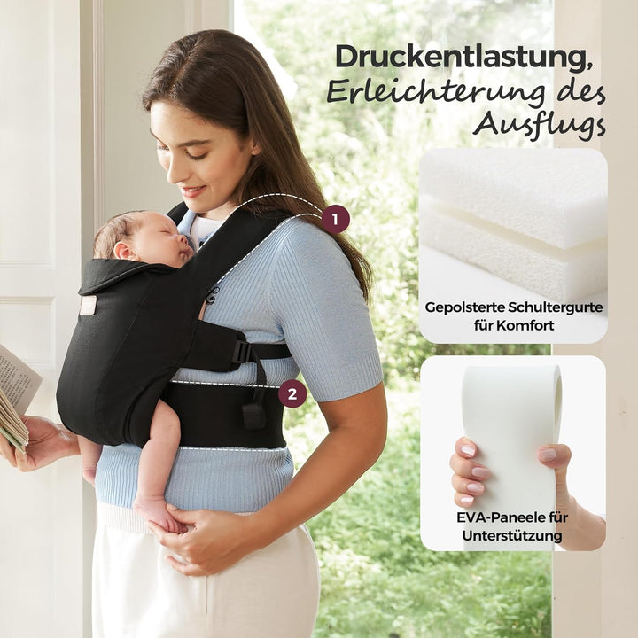 Momcozy Babytrage Neugeborene ab Geburt | Ergonomische Tragehilfe mit Nackenstütze | Leicht & sicher