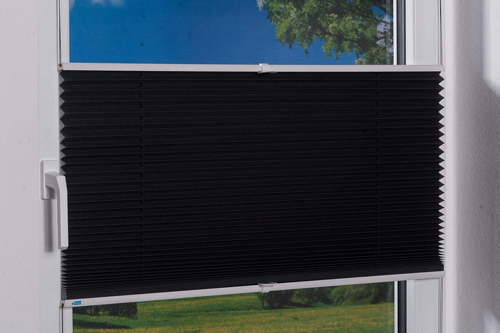 K-home Klemmfix-Plissee 95 x 130 cm (B x L) Anthrazit Lichtschutz +++ Moderne Crushed Optik +++ B95
