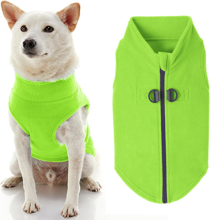 Gooby Fleece-Hundepullover mit Reissverschluss – Limettengrün, Grösse S – warme Fleece-Hundejacke mi