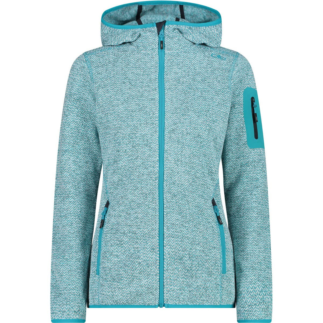 CMP Damen Damen-knit-tech-jacke mit Fester Kapuze WOMAN JACKET FIX HOOD 34 Lagunenweiss, 34 Lagunenw