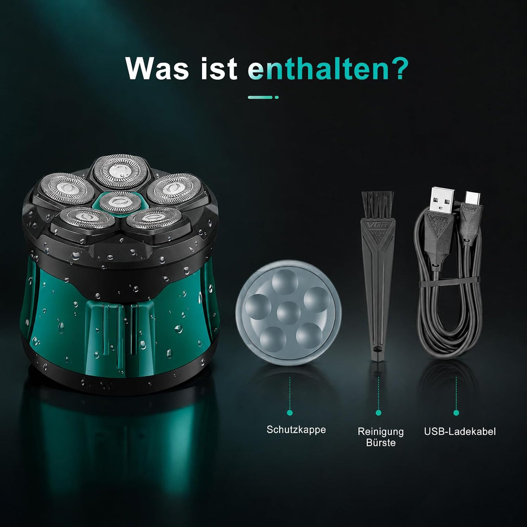 VGR 373 Glatzen Rasierer Herren Mit 6D-Schwimmwerkzeugkopf | Head Shaver Mit Reisesicherung, Kopfras
