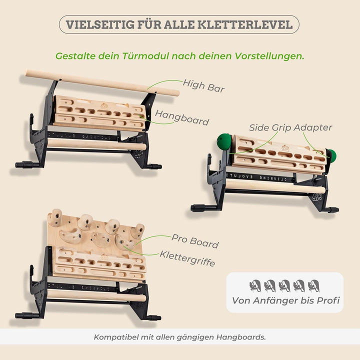 Clevo - Hangboard für Kletten und Bouldern - Climbing Trainingsboard Hangboard Klettern Aufhängung f