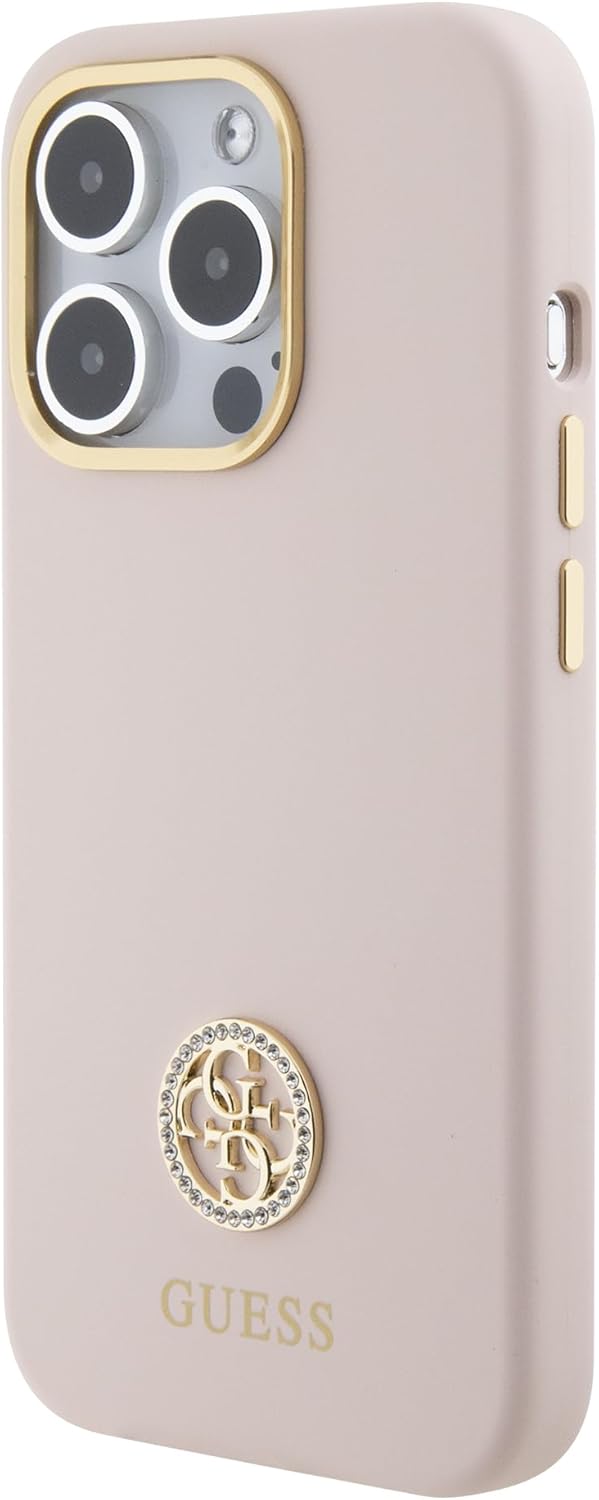 GUESS GUHCP15XM4DGPP Hülle für iPhone 15 Pro Max 6.7" Rosa hardcase Silicone Logo Strass 4G