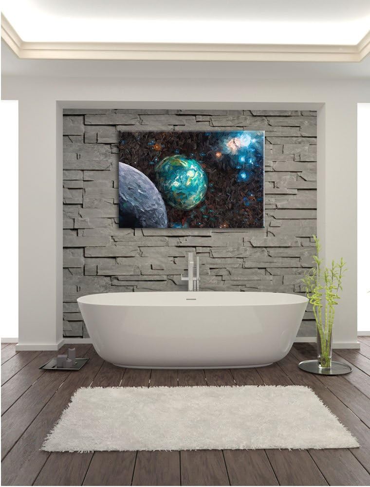 Pixxprint Planet Erde im Kosmos Kunst als Leinwandbild/Grösse: 100x70 / Wandbild/Kunstdruck/fertig b