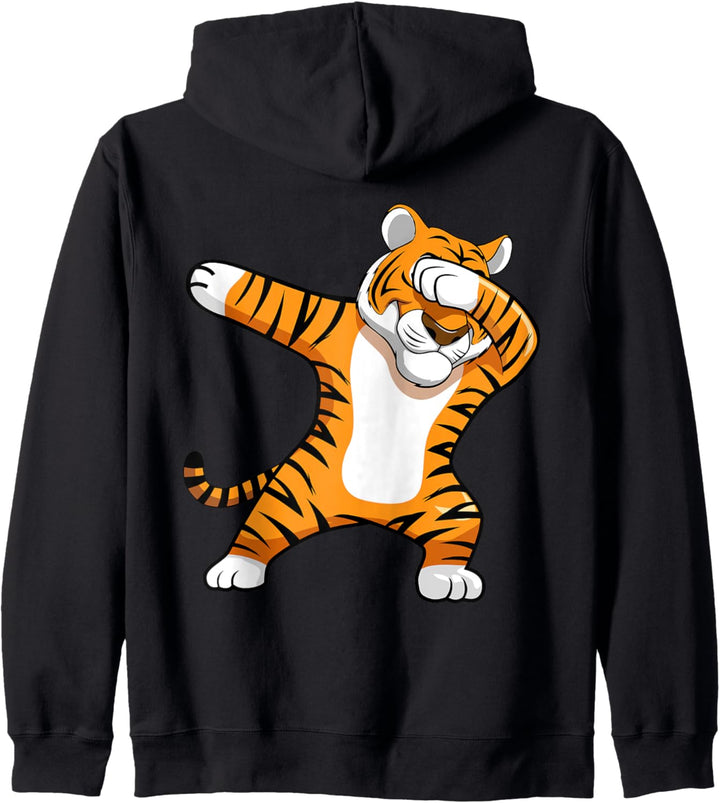 Dabbing Tiger (Rückendesign) Safari-Tierzoo Kapuzenjacke