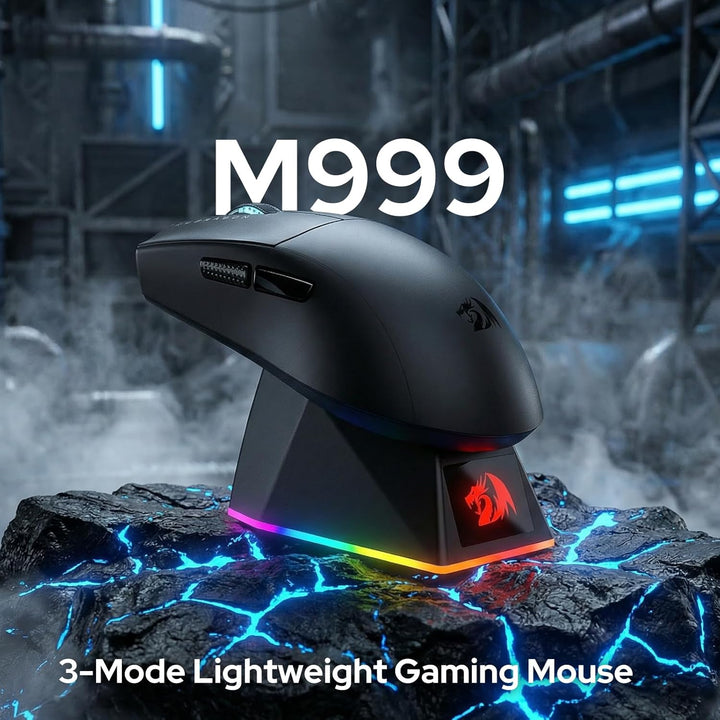 Redragon M999 kabellose Gaming Mouse – Tri-Mode Maus mit RGB-Magnetladedock, 45000 DPI max. einstell