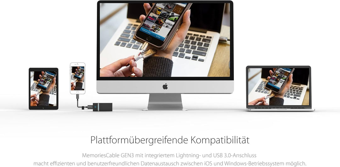 PhotoFast MCG3U3BK64GB Memories Kabel 3G Ladekabel, 18 cm grau