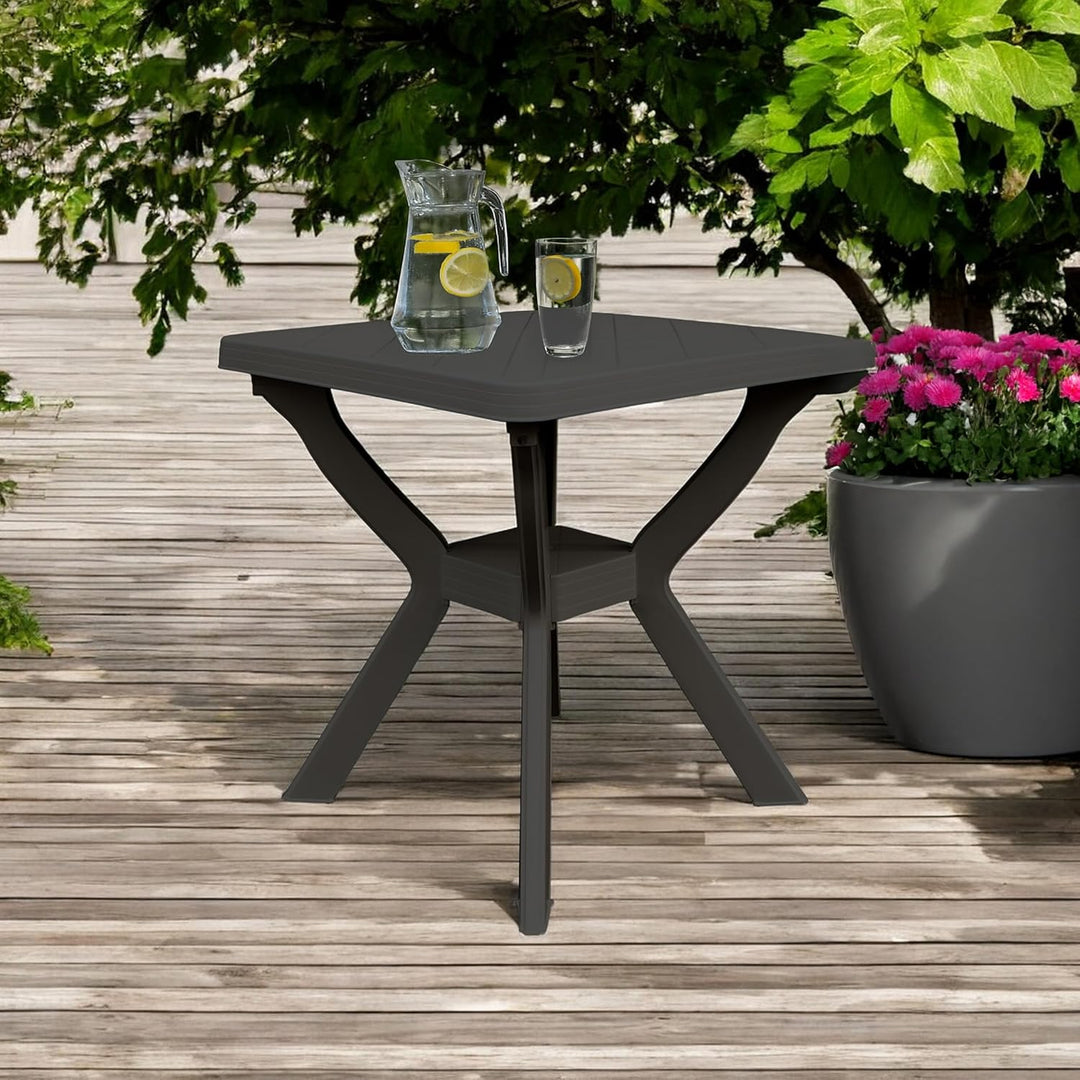 Spetebo Kunststoff Gartentisch quadratisch 70 cm - anthrazit - Campingtisch im klassischen Design -