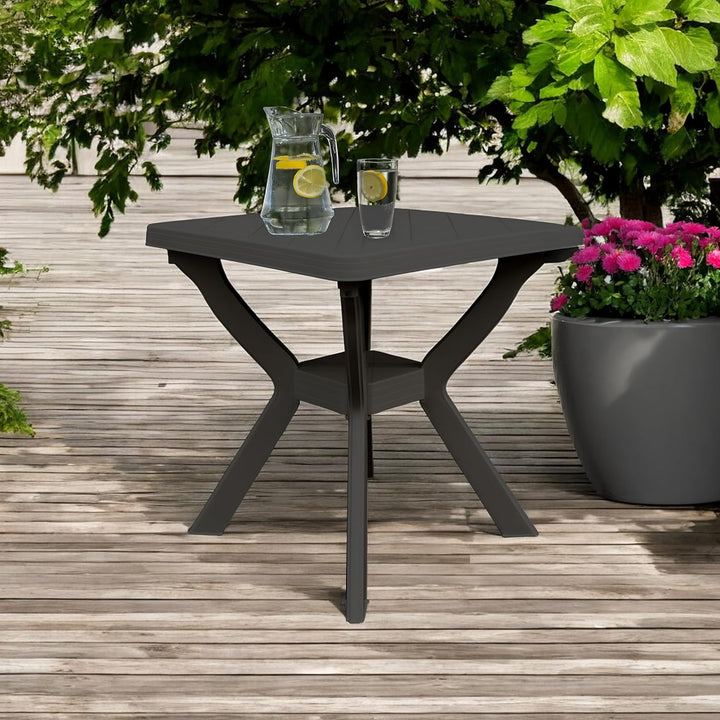 Spetebo Kunststoff Gartentisch quadratisch 70 cm - anthrazit - Campingtisch im klassischen Design -