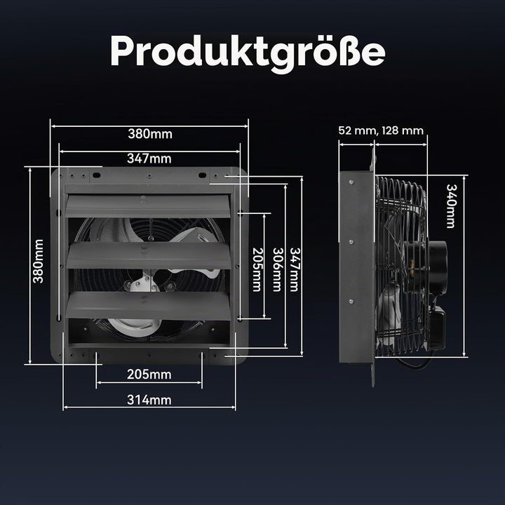 Abluftventilator 300 mm mit Geschwindigkeitsregler, Industrie-Wandabluftventilator für Lager, grosse