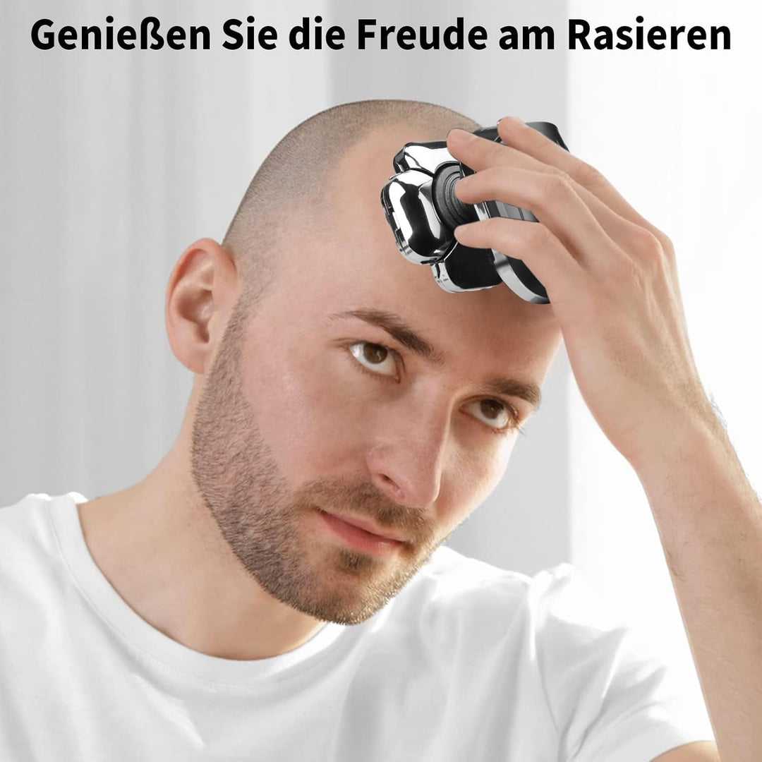 Glatzen Rasierer Herren Elektrisch 9D Skull Shaver – Nass & Trocken Kopfrasierer Wasserdicht mit USB