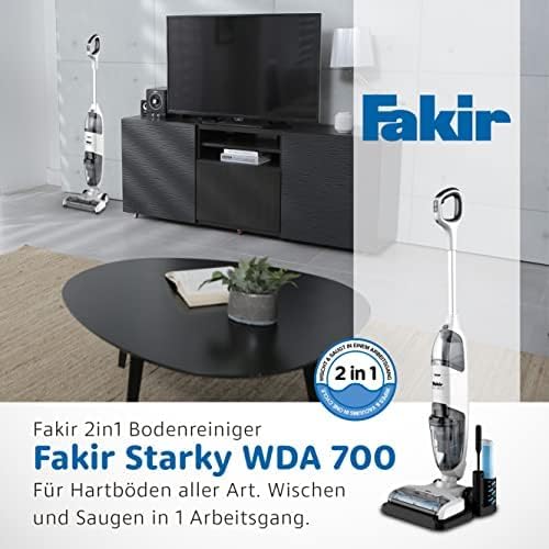 Fakir Starky WDA 700 - Schnurloser Nass- & Trockensauger mit Wischfunktion I 3-in-1-Bodenreiniger fü