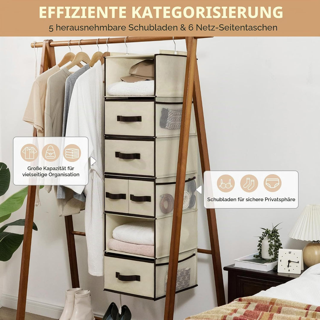 GRANNY SAYS Kleiderschrank Organizer Hängend, 1 Stück Hängeorganizer mit Schubladen, Beige Hängeaufb