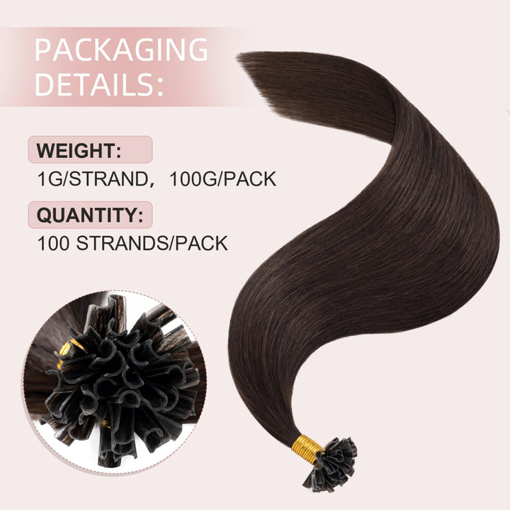 Haarverlängerung Echthaar Bondings 1g/Strähne 100 Strähnen Glatt Weich Natürlich Haarteil 100% Remy