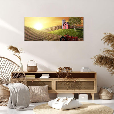 Wandbilder Dekoration Wohnzimmer Morgen Bauernhof Feld Plantage Panorama Bilder auf Leinwand 120x50c