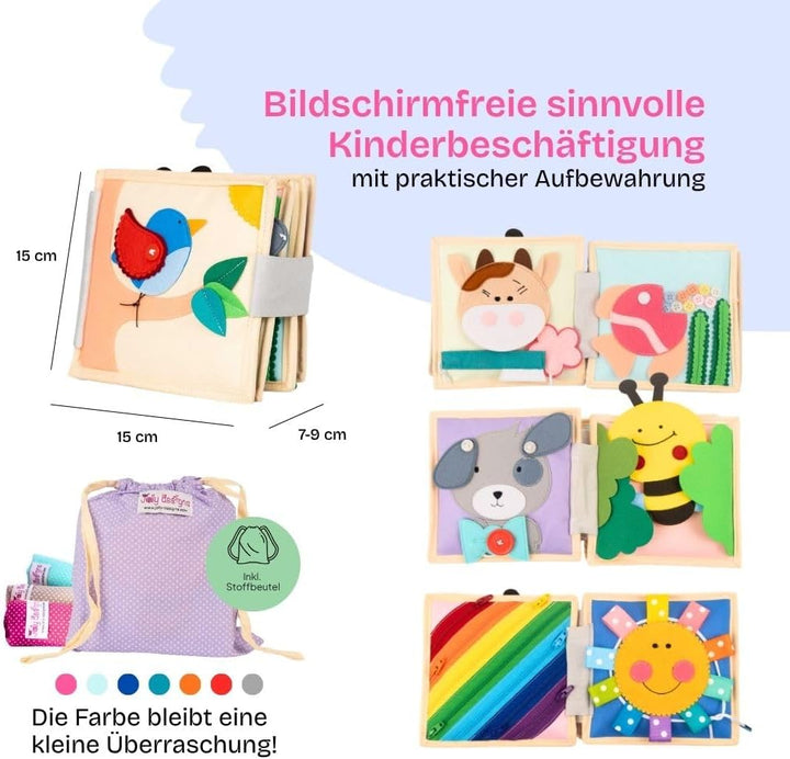 Jolly Designs 6-seitiges Mini Quiet Book Magischer Vogel - Montessori Lernspielzeug Aus Hochwertigem